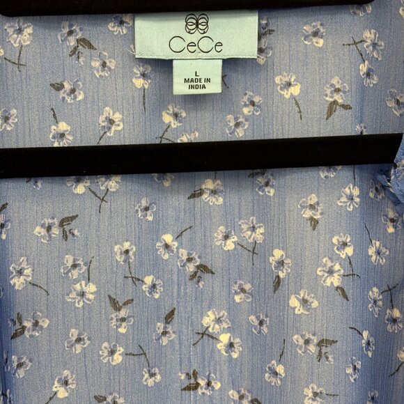 CeCe – Blue Floral Blouse with Matching Tank | Size L - Picture 7 of 11